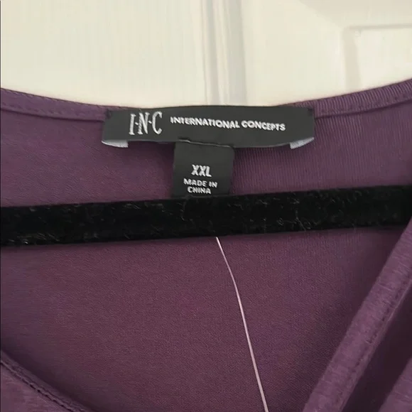 INC International Concepts Red Asymmetrical 3/4 Sleeve Blouse - Picture 2 of 4